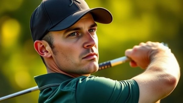 Mito Pereira intensely focused on the golf course, reflecting retirement news.