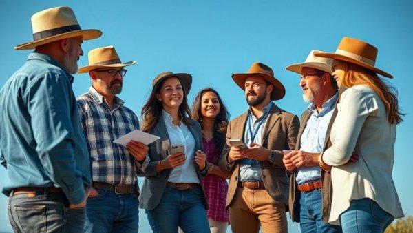 Texas Tribune reporting 2025: Western attire discussion outdoors.