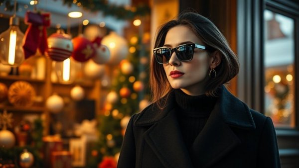 Reflective woman in winter attire by a Christmas-decorated window - how to deal with worry this Christmas.