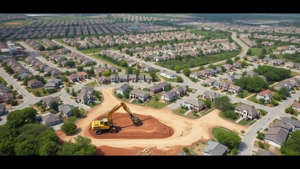 San Antonio residential development site in progress viewed from above.