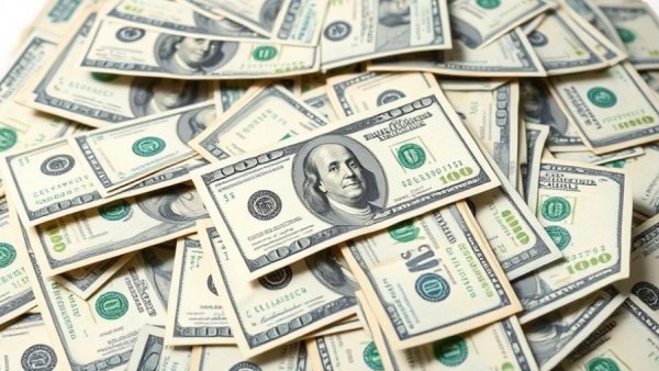 Unclaimed property Bexar County represented by scattered hundred-dollar bills.