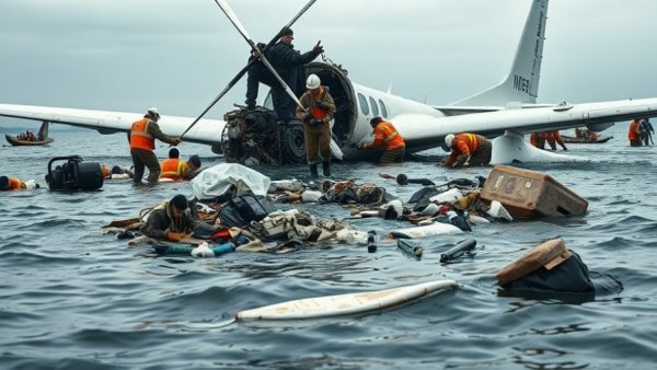 Galveston Bay plane crash responders assisting at site.