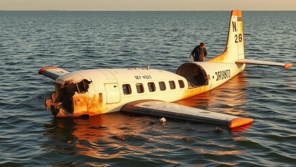 Plane wreckage in Galveston Bay examined after crash.