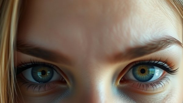 Intense close-up of focused eyes, exploring cognitive load and blinking.