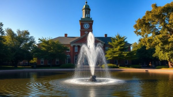 Charming building and pond in Dallas real estate market view.