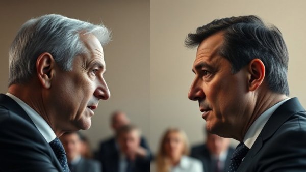 Two men in split-screen discussing CFPB cuts.