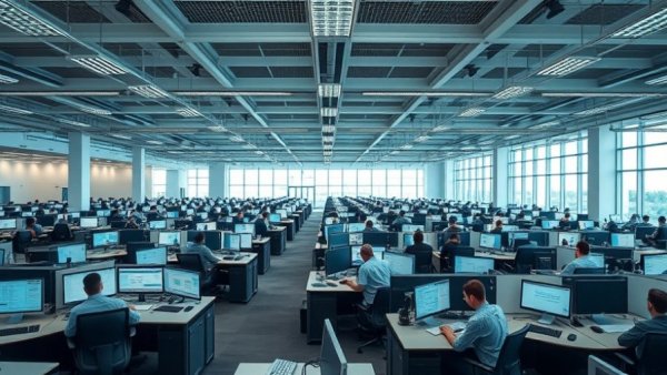 RelaDyne's new Houston headquarters, large office space with cubicles.