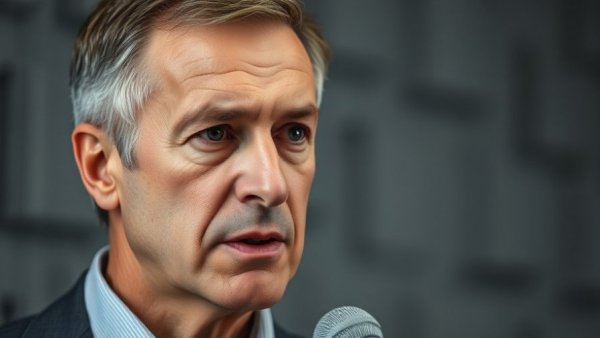 Thoughtful man speaking into microphone, discussing Houston wellness events.