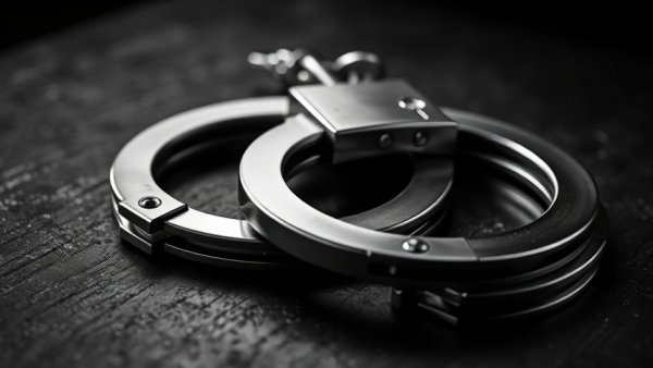 Close-up of handcuffs symbolizing cold case murder arrest.