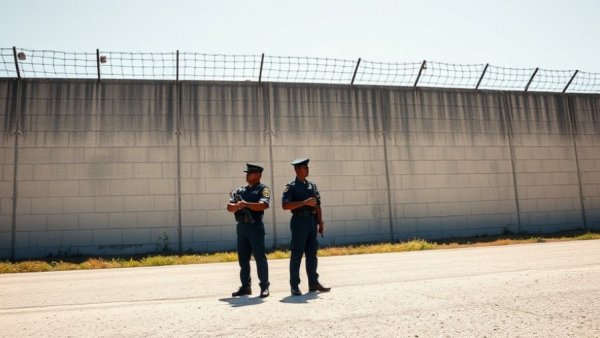 Prison wall with guards representing security and due process.