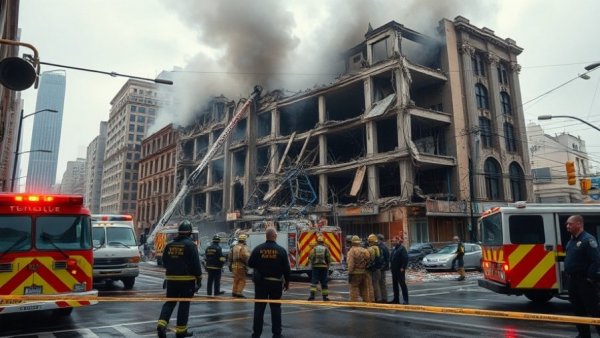 Pennsylvania nursing home explosion site with emergency responders