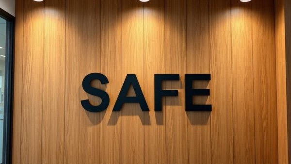 SAFE office interior highlighting modern black sign