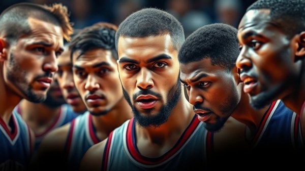 Intense basketball players collage for NBA's Nightly Recap.