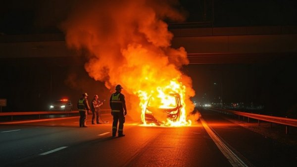 Harris County deputy rescues woman from burning vehicle on highway.