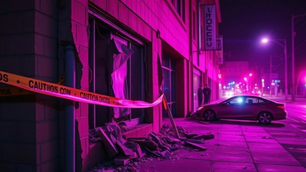 Crash scene at Houston apartment complex with vehicle damage.