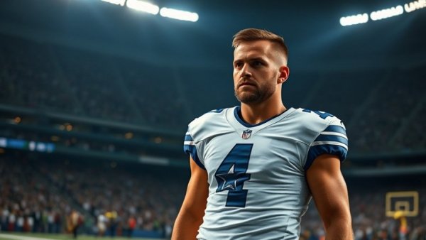 Dallas Cowboys player focused on Christmas game action.
