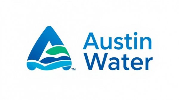 Austin Water logo featuring blue and green waves