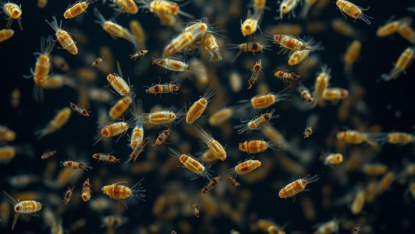 Microscopic view of climate change-fighting zooplankton in water.