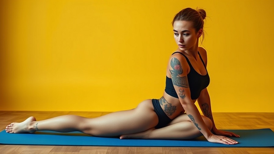 Athletic woman doing hip stretches for health on yoga mat.