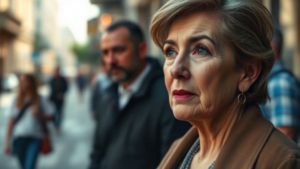 Middle-aged woman with a thoughtful look, mental health tips focus.