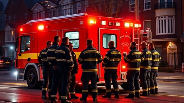 Emergency responders at night, San Antonio crime reports focus.