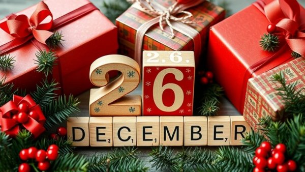 Boxing Day Origins highlighted with December 26 blocks and festive decor.