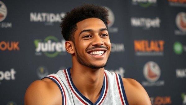 Victor Wembanyama NBA player marketing, basketball player in press conference.