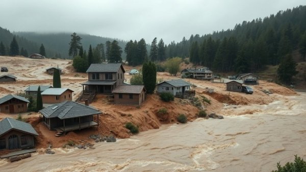 California severe weather mudslides causing building inundation.