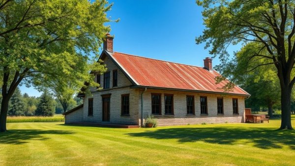 Kendalia Halle for sale, historic building with green landscape.