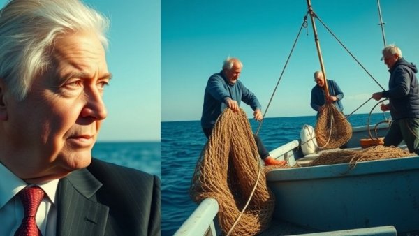 U.S. Coast Guard Fishing Vessel Rule discussed with fishermen hauling a net.