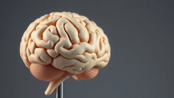 Detailed human brain sculpture depicting maturation, photorealistic.