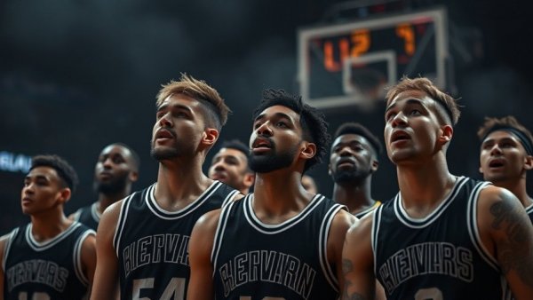 NBA Game Highlights featuring basketball players in an intense pre-game moment.