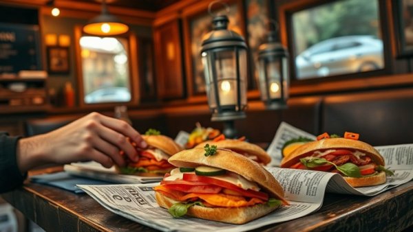 Austin lifestyle dining with sandwiches and appetizers.