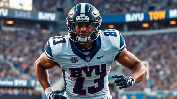 BYU Cougars football player in action during Pop-Tarts Bowl.