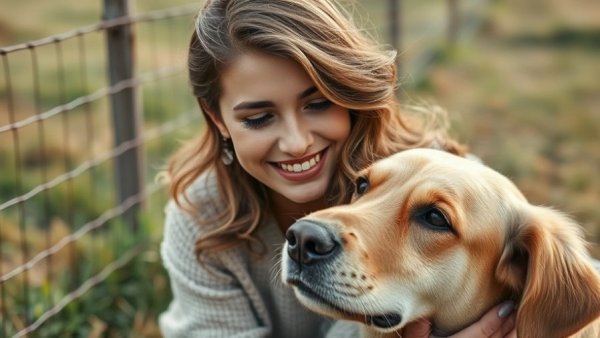 Brigitte Bardot smiling with a dog outdoors, natural setting.