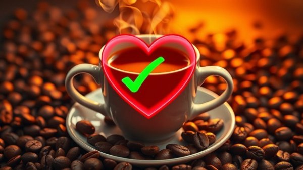 Healthy heart habits with coffee cup and shielded heart.