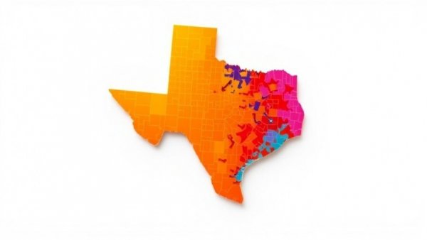 Abstract Texas map with colorful grids and arrows; Texas breaking news.