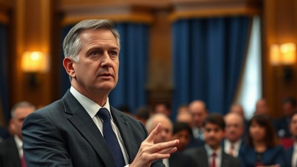 Man in suit addressing an audience, formal setting, Truman Scholarships Liberal Bias discussion.