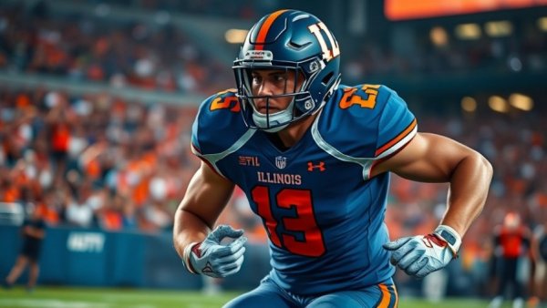 Illinois Fighting Illini player during highlights against Tennessee Volunteers.