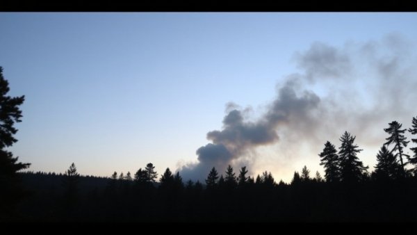 Smoke rising from forest in Fredericksburg plane crash scene.
