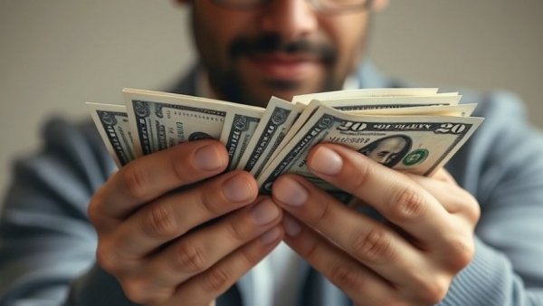 Hands holding twenty-dollar bills illustrating financial concepts related to new state laws on minimum wage and SNAP benefits.