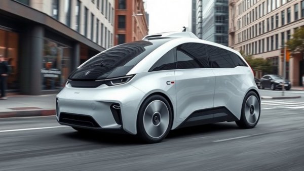 2025 technology moments: autonomous vehicle on city street.