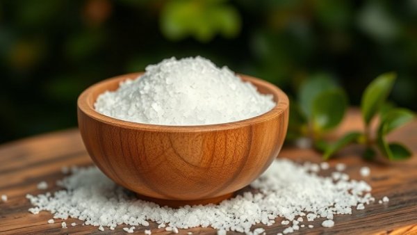 Potassium salt in wooden bowl with webinar text on safety and effectiveness.