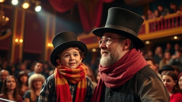 Theatrical performance scene in Austin showcasing period costumes and lively expressions.