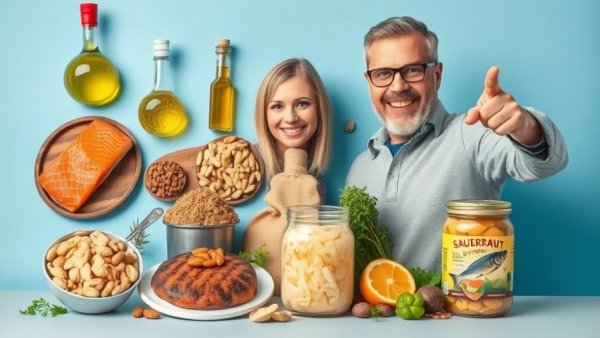 Person pointing to 7 healthiest foods you need in your diet, vibrant display.