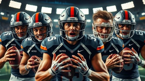 College football playoff reactions with intense player expressions.