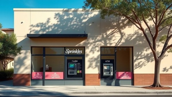 Sprinkles bakery closure with cupcake ATM on storefront.