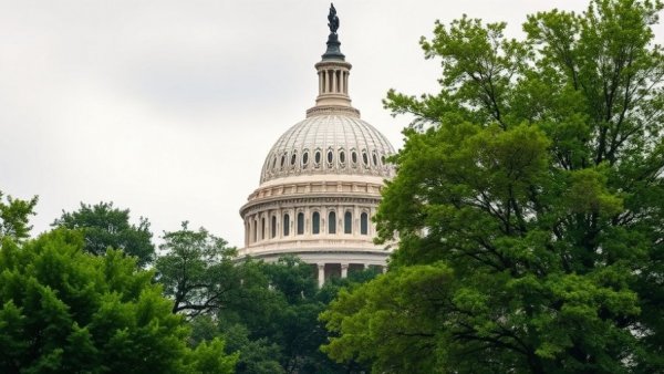 Congress reasserts power symbolized by Capitol dome peeking over trees.