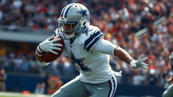 Jaydon Blue evades tackle in Cowboys season finale, dynamic action shot.