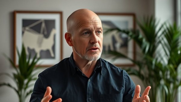 Why you forget why you walked into a room, bald man explaining indoors.